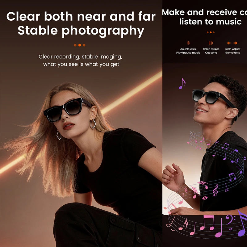 AI Smart Glasses 2026 New Model Built in 1300W HD Pixel Al Recognition AI Translation 320mAh Battery Wireless Calling Function