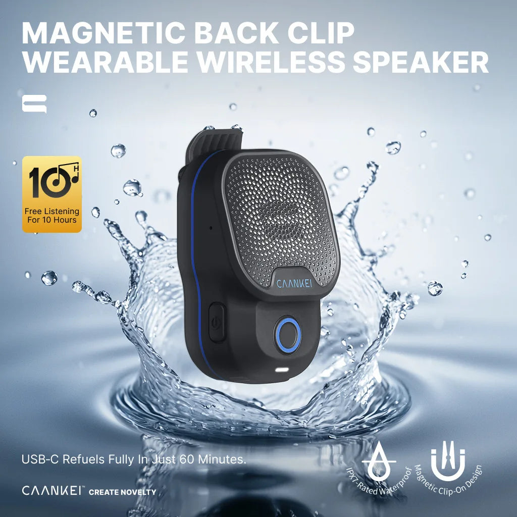 Wearable Bluetooth Speaker IPX7 Waterproof Portable Speakers Outdoor Sport Clip-On Microphone Speaker Calls/Music Mini Sound Box