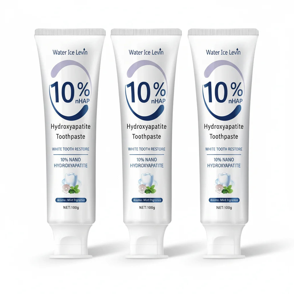 Hydroxyapatite Toothpaste Restores White Teeth. Protects Gums. Deep Cleans. Brightens Smile. Fresh Mint.