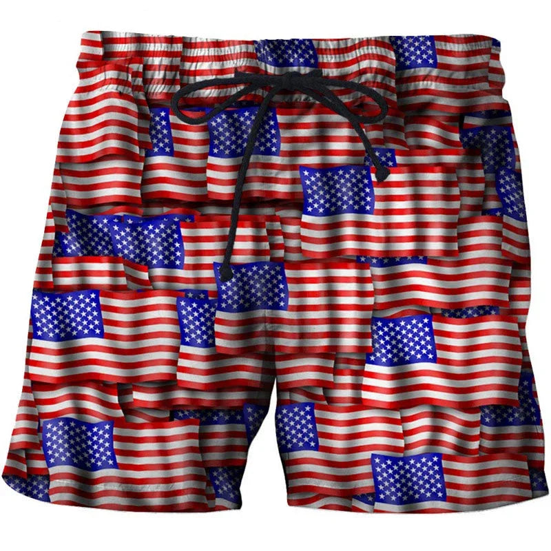 Men's Swimwear Shorts American Flag  USA Flag Swimsuit Sports Pants