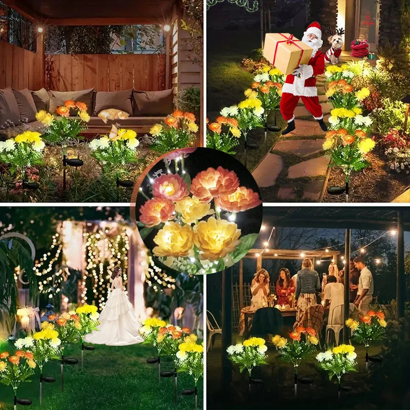 Solar Lights Outdoor Lighting Solar Garden Light Snow Lotus Flower Lawn Lamp for Yard Patio Flower Party Lamp Wedding Christmas
