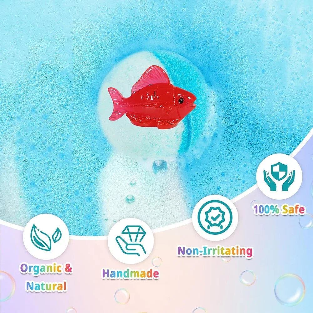 6-12PCS  Kids Bath Bombs Natural Mega Bubbles Surprise Ocean Toys Gift Set Skin Friendly Bathing Kit for Boys and Girls