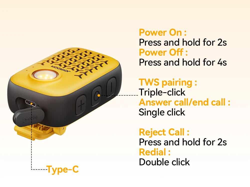Joyroom Wearable Bluetooth 5.4 Speakers,IP67 Waterproof,Clip-On Portable Small Personal Speaker/Clean Sound/Stereo Pair/Wireless