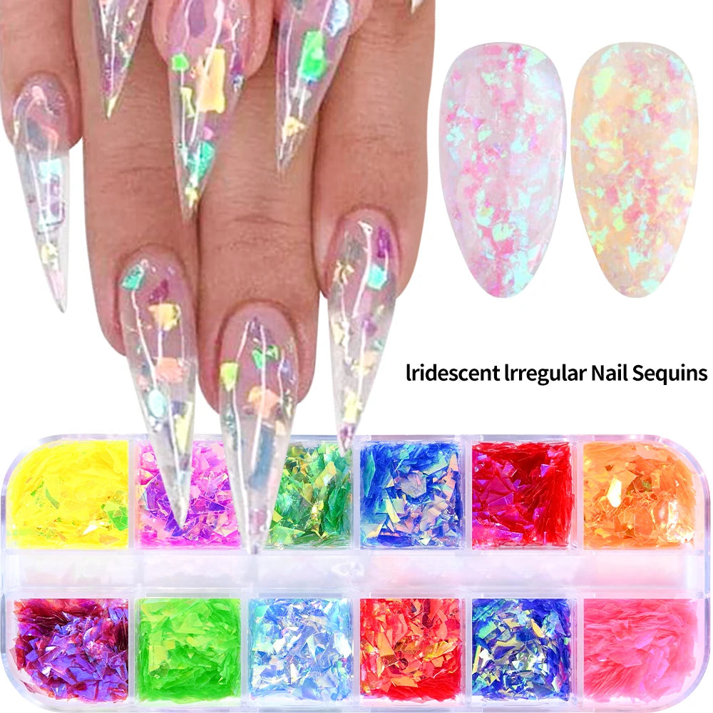 Shiny Mermaid Candy Sequin Nail Glitter Flakes Decoration Charms Irregular Paillette Accessories for Nail Art Stylist Supplies