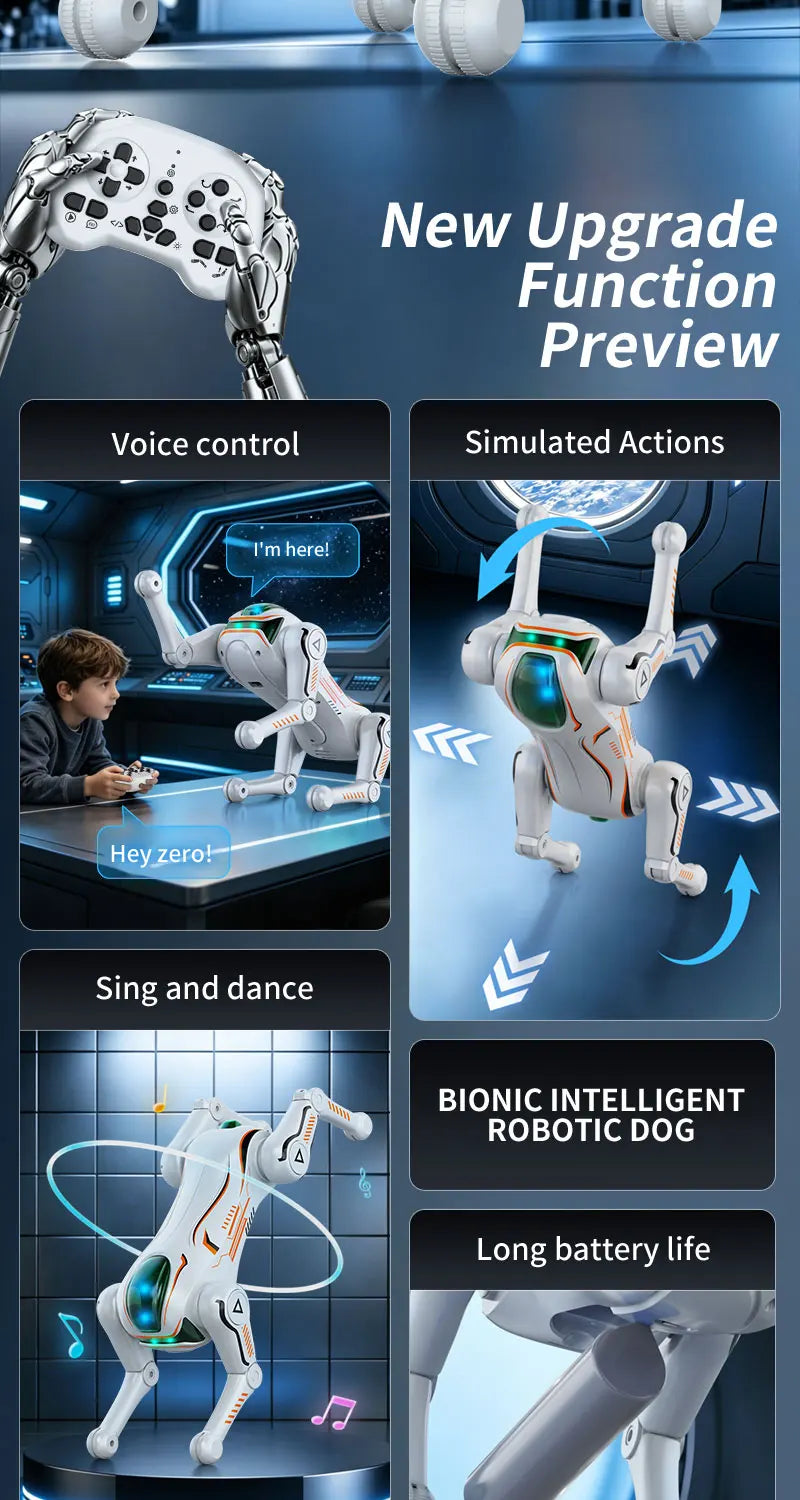 Intelligent AI machine dog dialogue programming remote control bionic dog cool special effects remote control robot toy gift