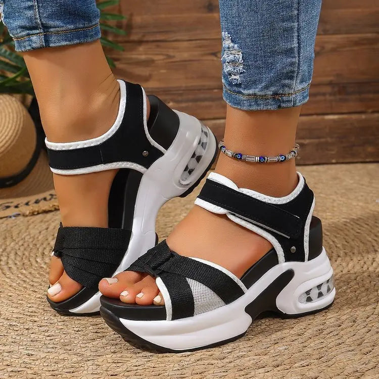 Women's Shoes 2026 Fashion Sandals Summer Women's Thick-soled High-heeled Sandals Open Toe Comfortable Simple Beach Shoes