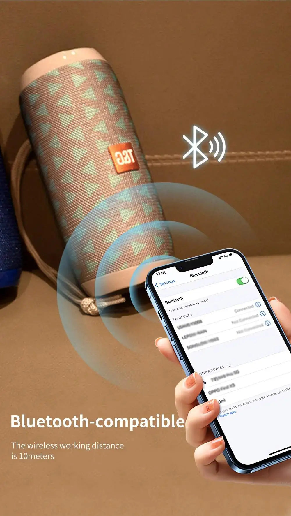 Portable Bluetooth Speaker, Wireless TWS Pairing IPX5Waterproof 1200mAh Battery TF FM Radio with Stereo Bass for Outdoor Use