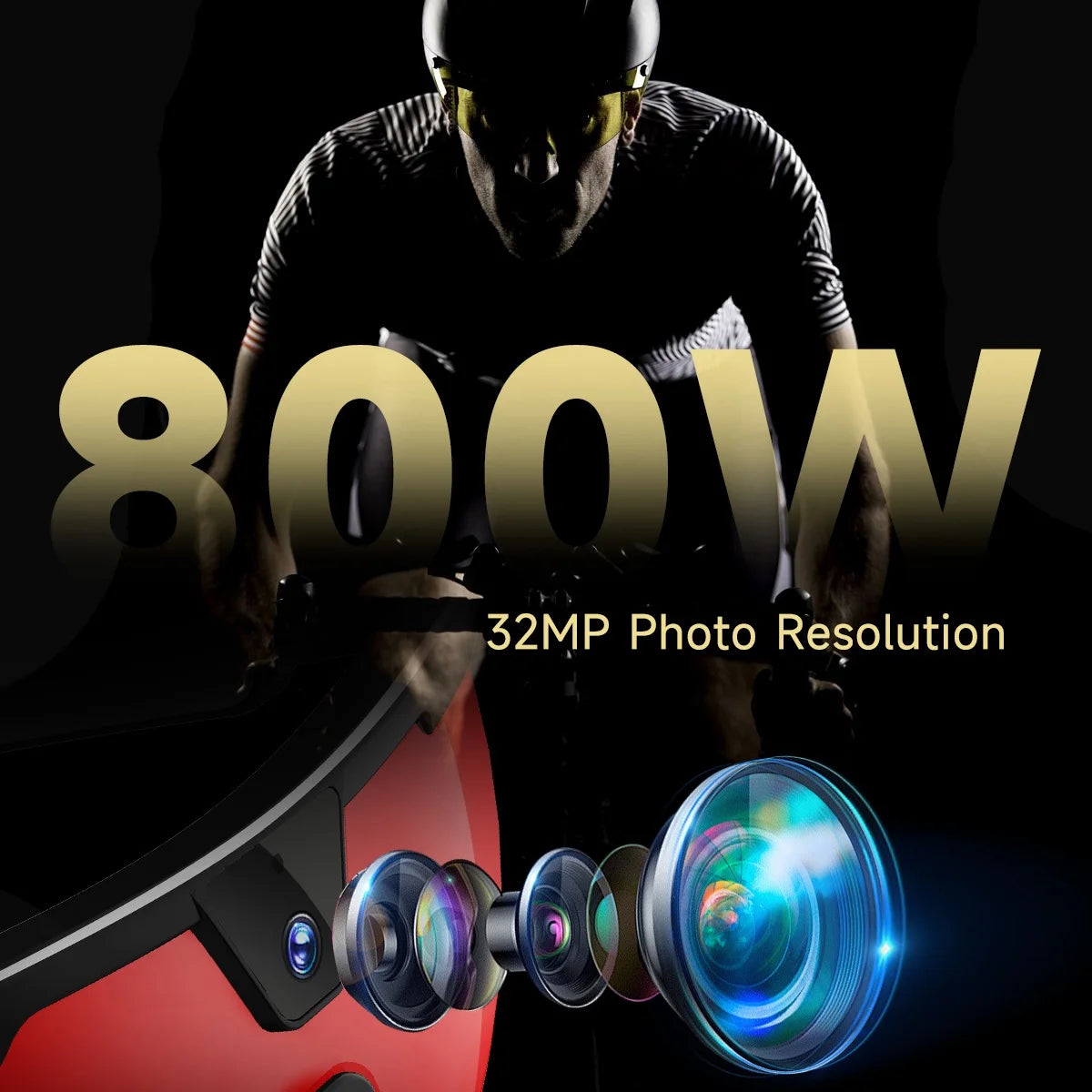 New AI smart glasses for outdoor cycling featuring an 800p camera and a compact, high-definition anti-shake action camera