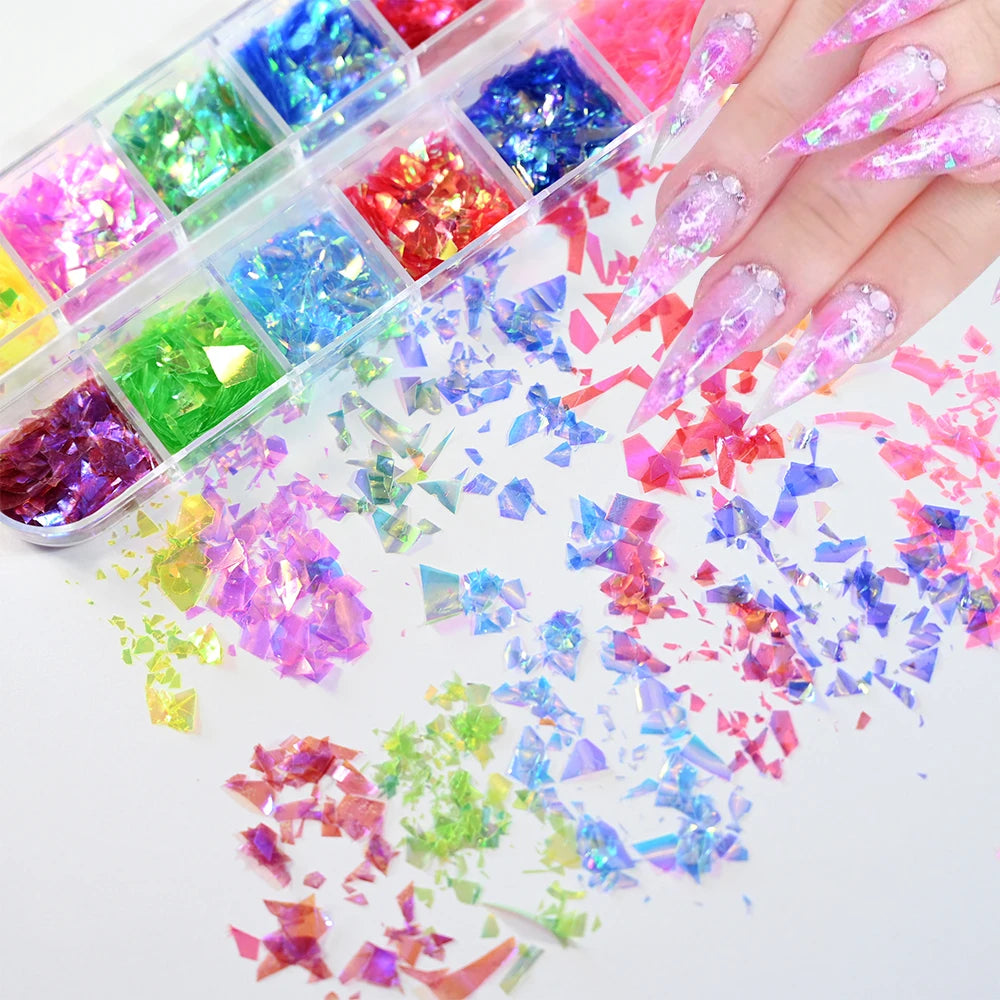 Shiny Mermaid Candy Sequin Nail Glitter Flakes Decoration Charms Irregular Paillette Accessories for Nail Art Stylist Supplies