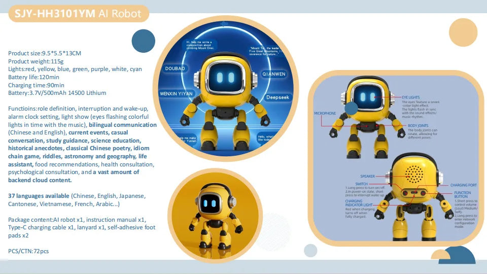 Deepseek Ai Voice Rc Robot Ai Controlled Interactive Voice Activated Educational Toy With Storytelling Q And A For Boys Gifts