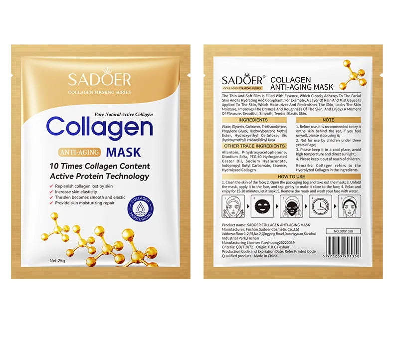10pcs Anti-wrinkle Collagen Face Mask Moisturizing Anti-aging Wrinkle Whitenting skincare Face Sheet Mask Facial Masks Skin Care