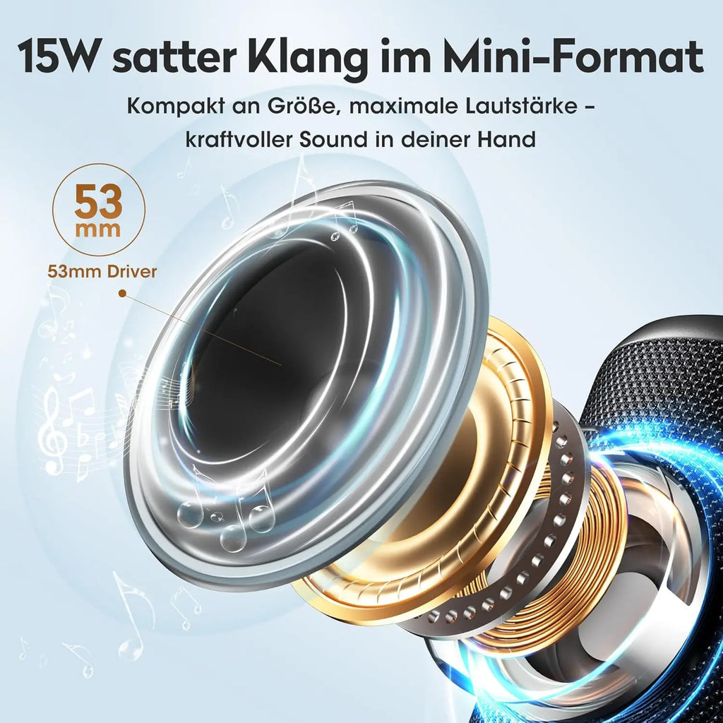 OHAYO Bluetooth Speaker Wireless with Stereo Sound, 15W Bluetooth 5.3 Speaker with TWS Pairing, AUX & USB Input, IPX7 Waterproof