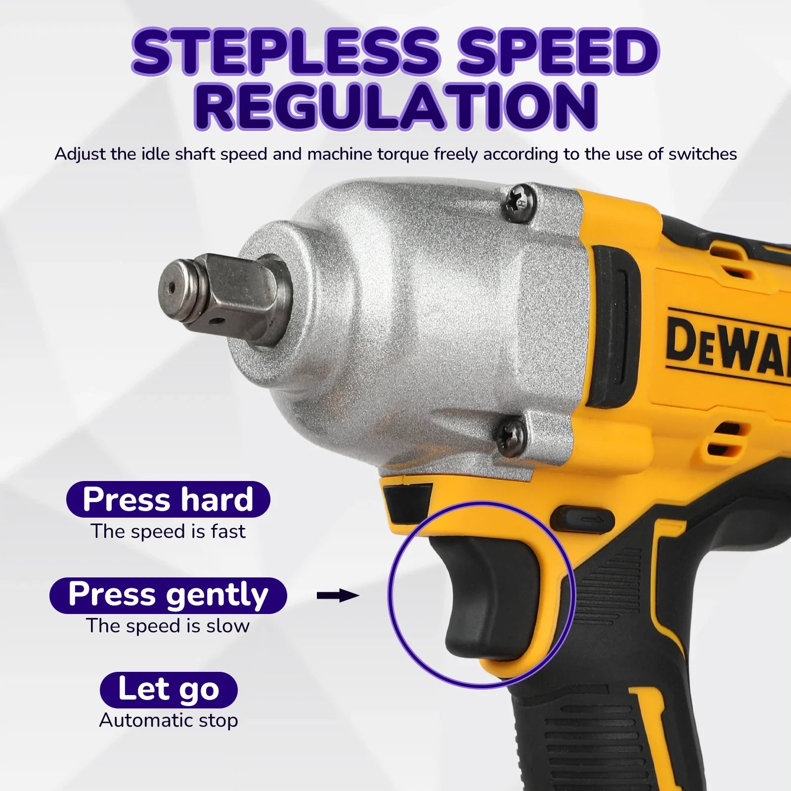 DeWalt DCF900 High Torque Brushless 20V Electric Impact Wrench Powered Electric Durable for Professiona Naked Tool
