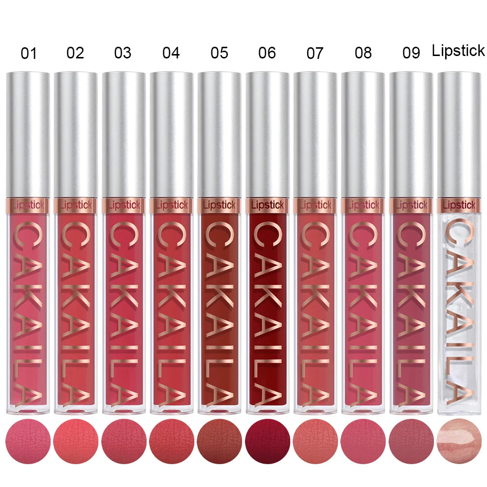 10Pcs Matte Lip Gloss Set - Waterproof Non-Stick Cup Liquid Lipstick Kit Nude Bold Shades Moisturizing Lip Tint for Women Makeup