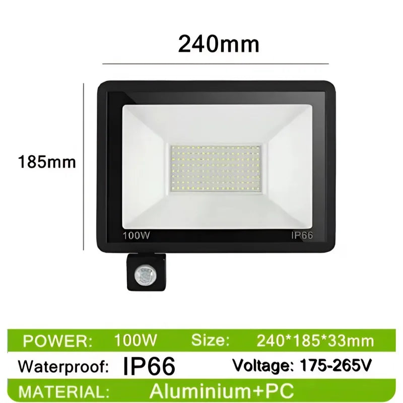 Solar Flood Lights 50-500W Solar Powered Spotlight Outdoor Waterproof IP67 Villa Street Lighting Adjustable Angle Remote Control
