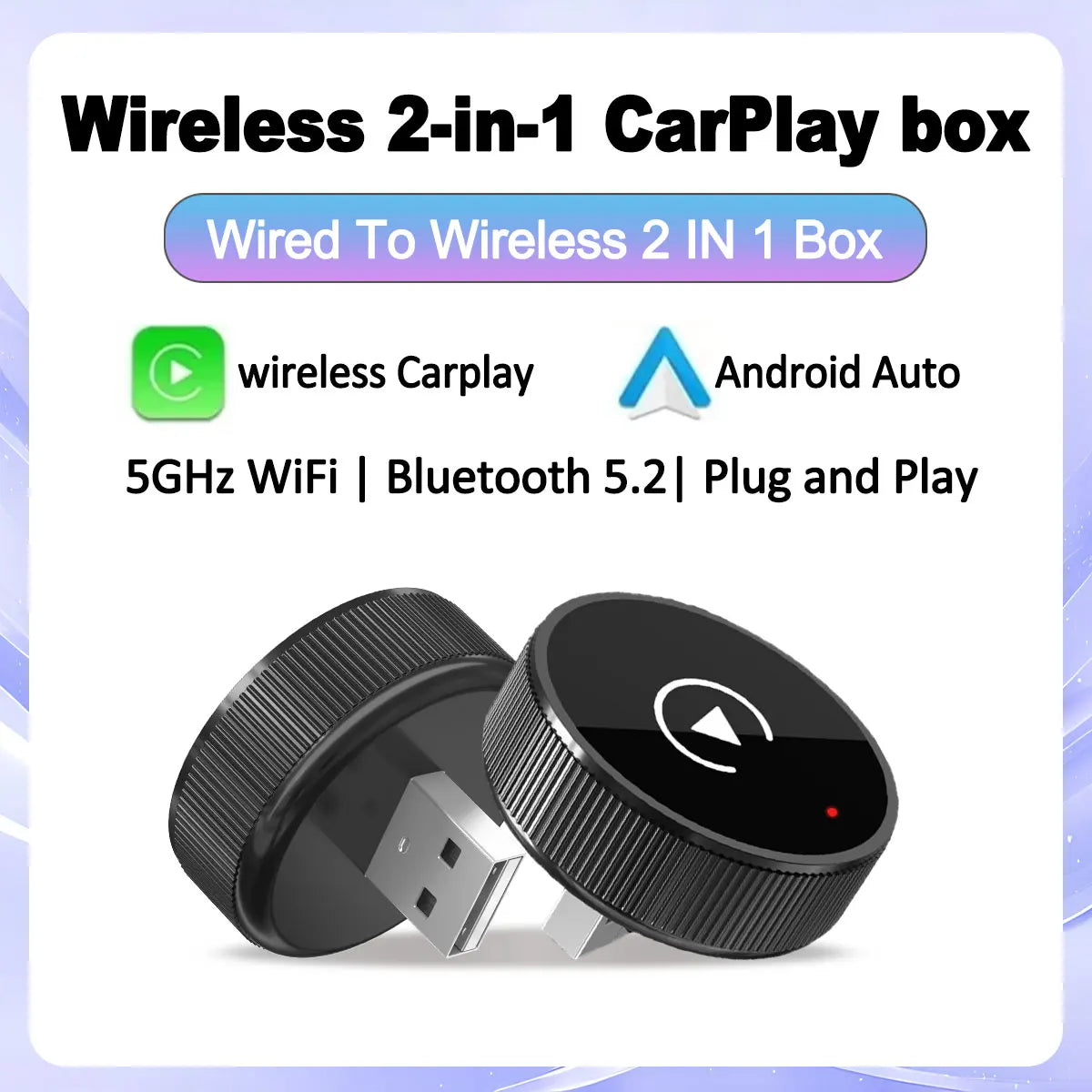 Smart 2in1 AI Box For Car With Wired CarPlay Car Intelligent Systems Wireless CarPlay Dongle Wireless Android Auto Adapter