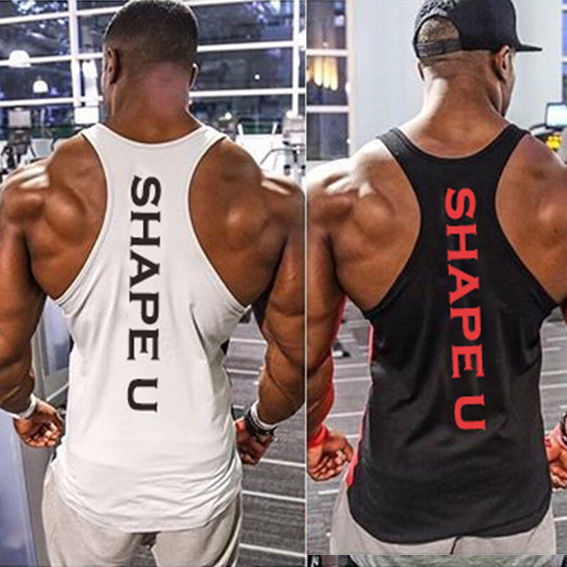 Men Solid Gym Stringer Tank Top Bodybuilding Fitness Singlets Muscle Vest Tees Sport Clothing