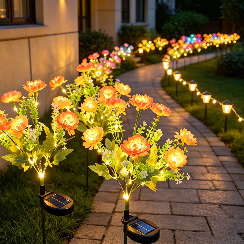 Solar Lights Outdoor Lighting Solar Garden Light Snow Lotus Flower Lawn Lamp for Yard Patio Flower Party Lamp Wedding Christmas