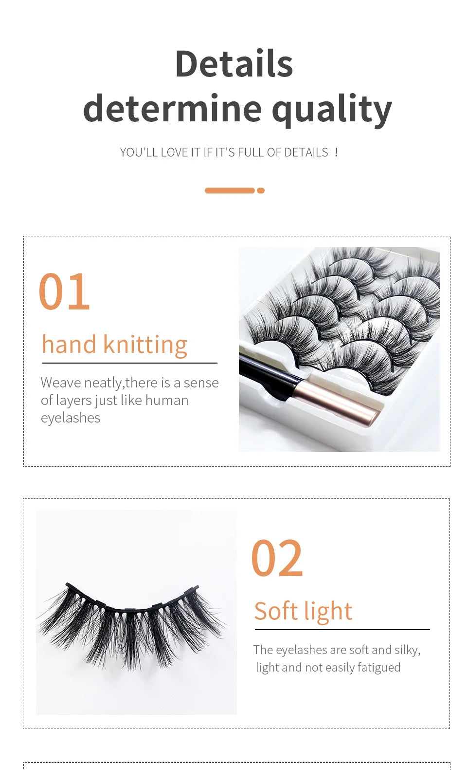 REDSIREN Natural Magnetic Lashes Makeup 1/5Pairs Reusable Magnetic  Eyelashes and Eyeliner Kit