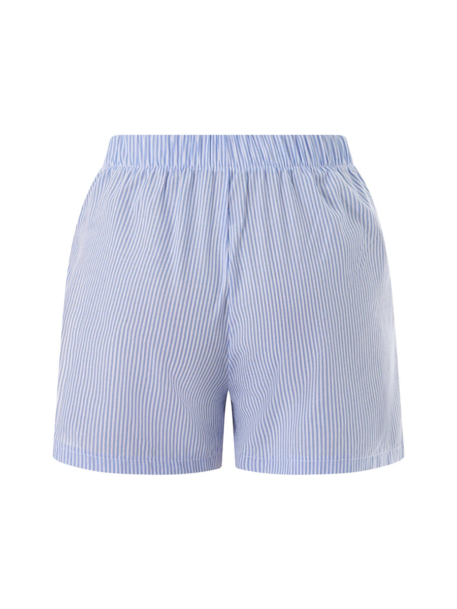 Baggy Stripe Shorts Y2k Loungwear Summer Women Casual Holidays Beach Short Pants Outfits with Pocket Plaid Pajama Short Homewear