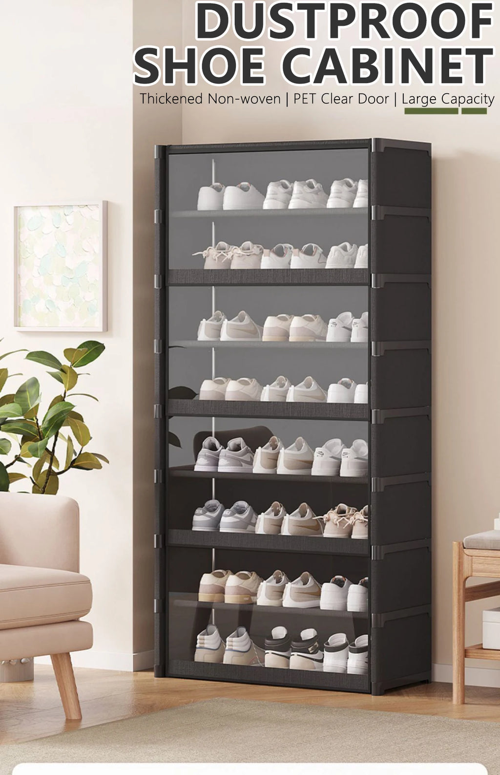 5/7-Layer Shoe Cabinet Dustproof Shoe Rack Shoe Hanger Organizer Shelf Holder Shoe Storage Cabinet Space Saving With Clear Lid