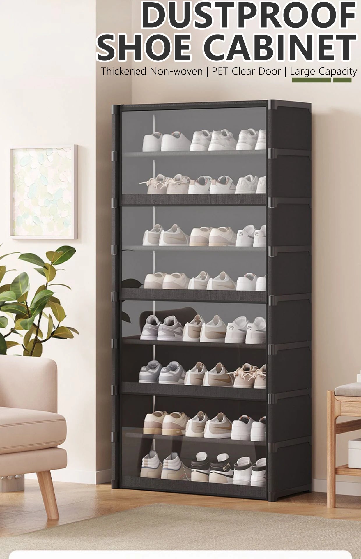 5/7-Layer Shoe Cabinet Dustproof Shoe Rack Shoe Hanger Organizer Shelf Holder Shoe Storage Cabinet Space Saving With Clear Lid