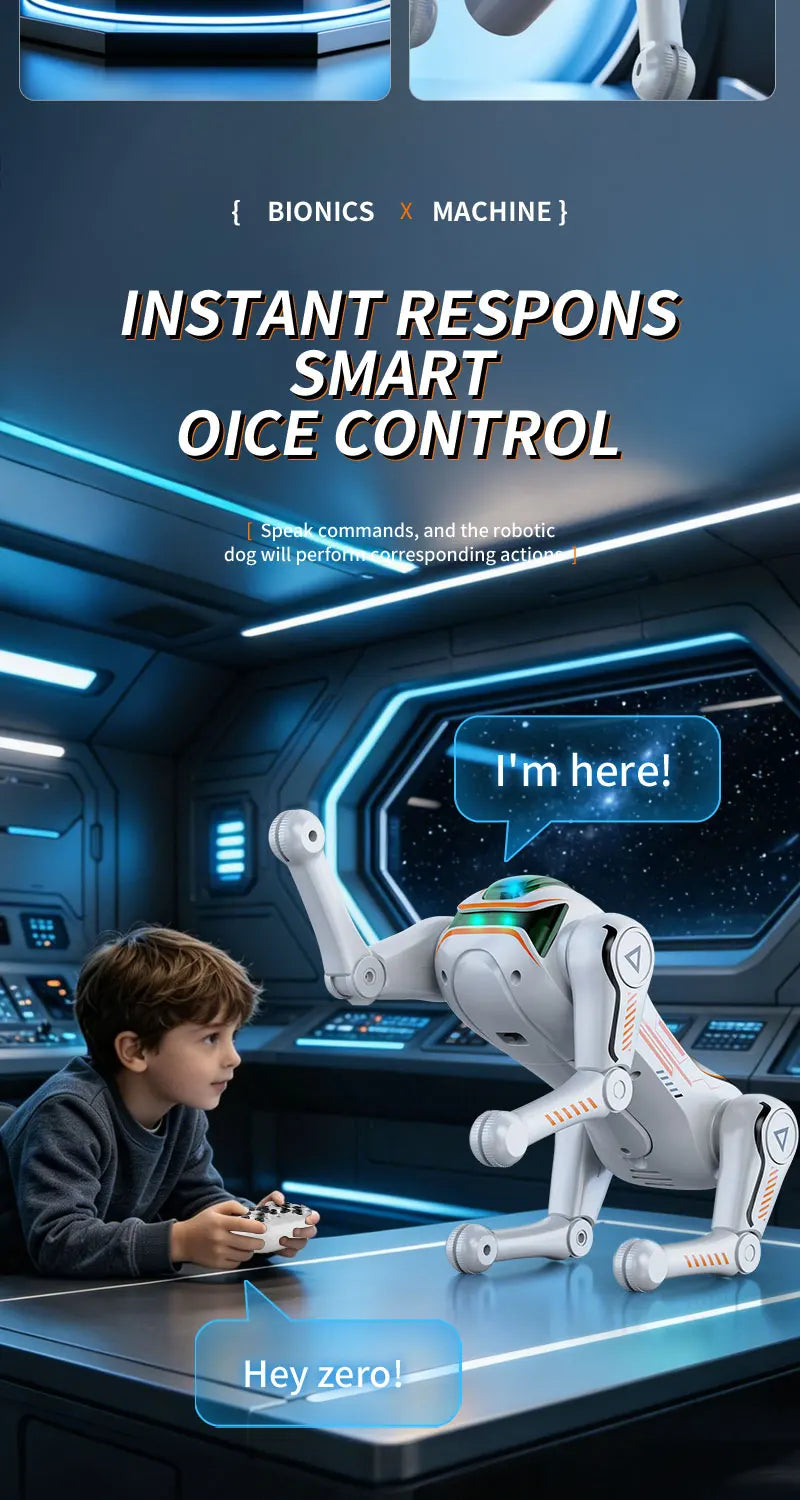 Intelligent AI machine dog dialogue programming remote control bionic dog cool special effects remote control robot toy gift