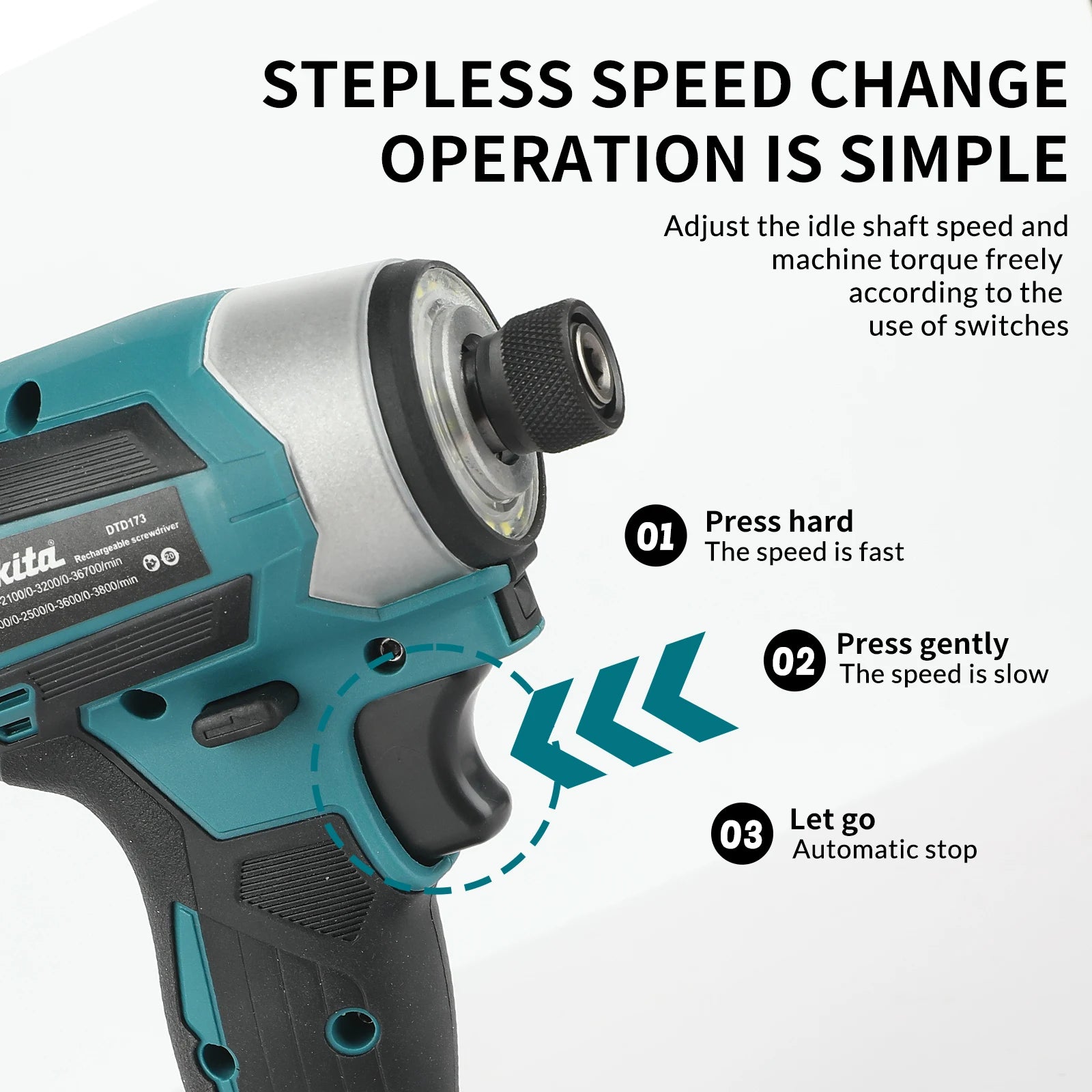 Makita DTD173 High Efficiency Impact Driver 3800 IPM Impact Rate Fast Screw Driving For Large Construction Projects tools