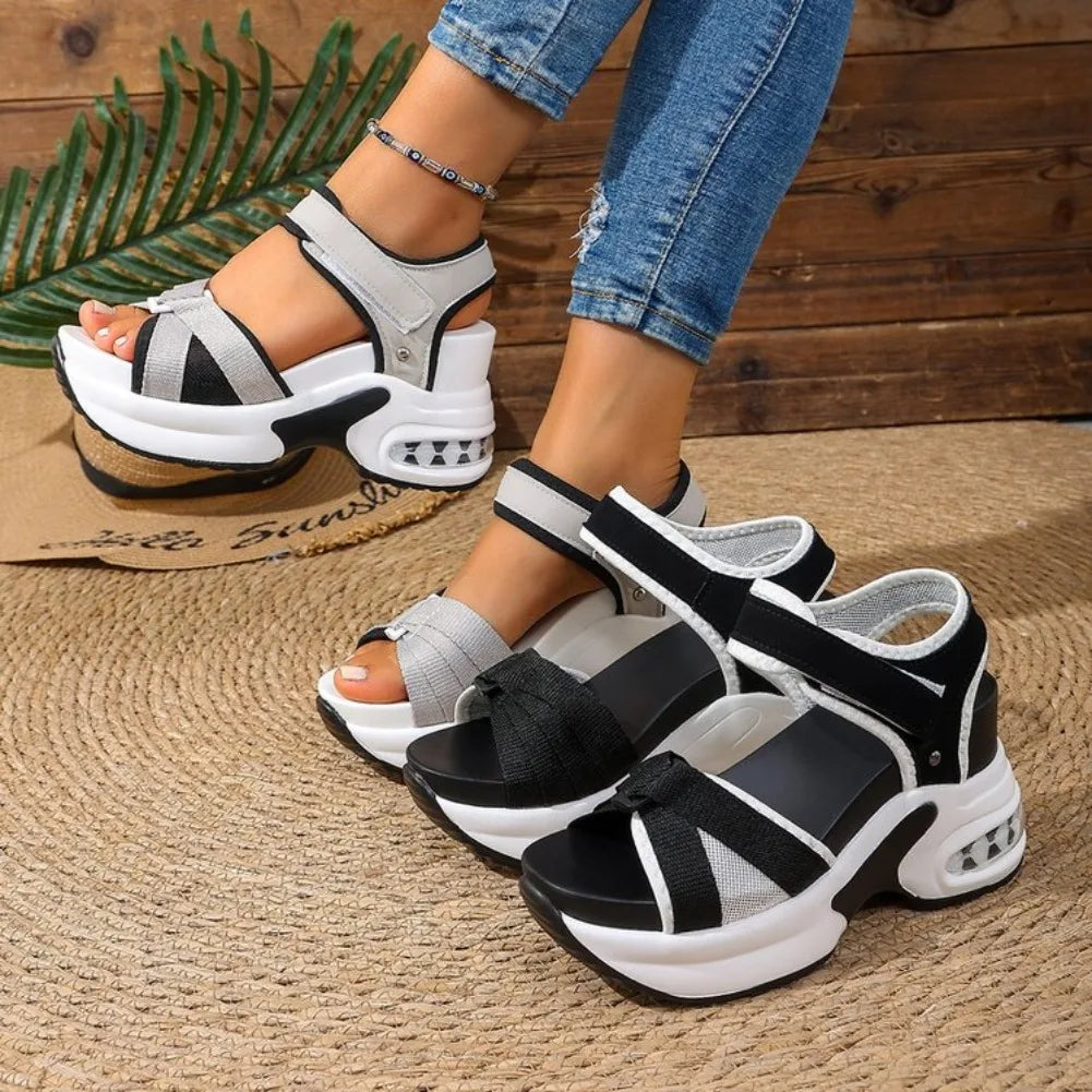 Women's Shoes 2026 Fashion Sandals Summer Women's Thick-soled High-heeled Sandals Open Toe Comfortable Simple Beach Shoes