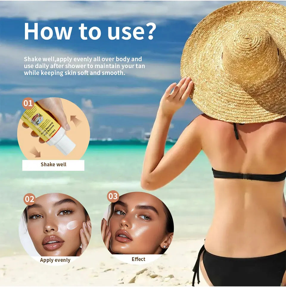 Tanning Body Lotion Long Lasting Waterproof Sweat-proof Tanning Booster Lotion Non-greasy Natural Self Tanner Lotion Makeup