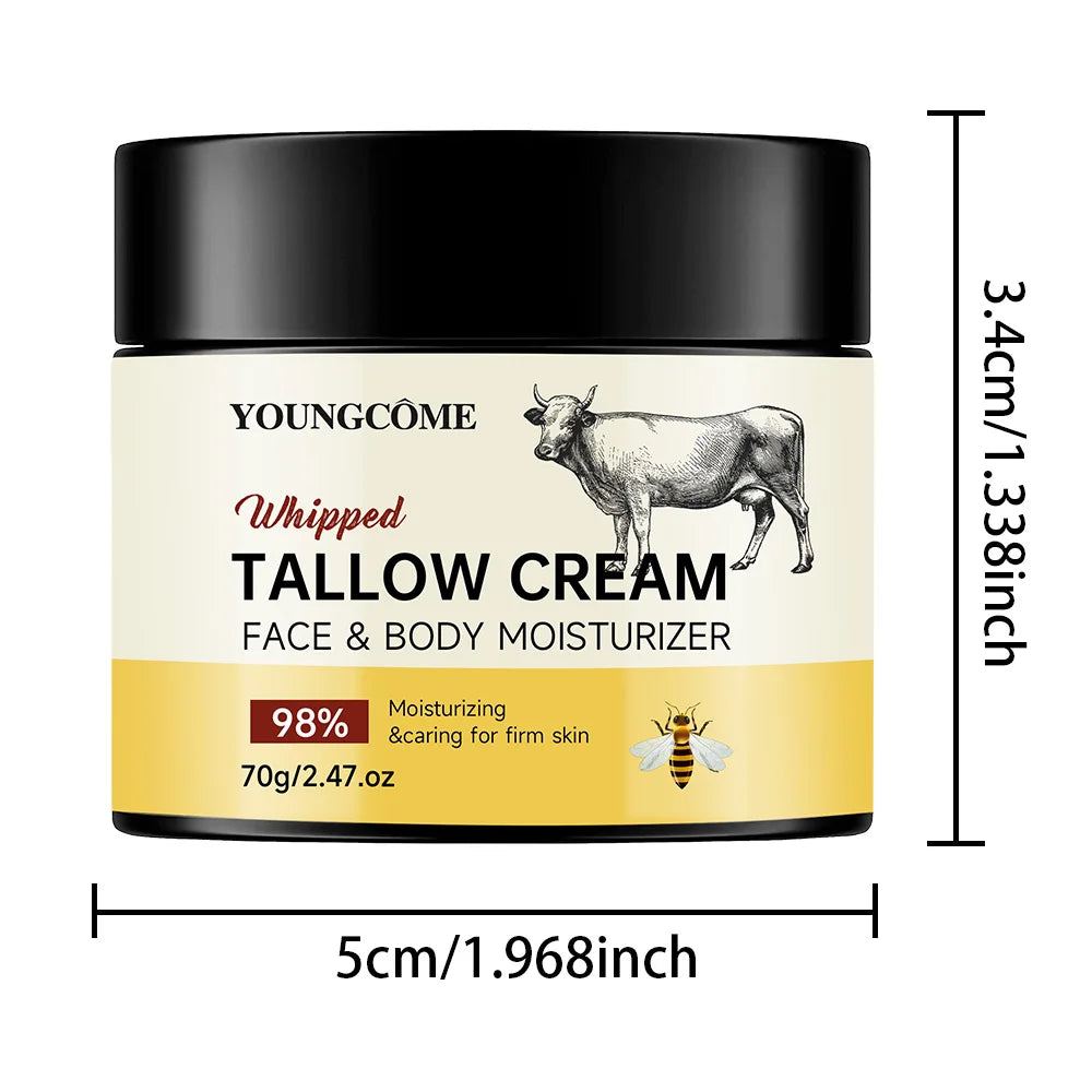 Beef Tallow Paste Deeply Moisturizer Honey Balm Brightening Wrinkle Remover Grass Fed Tallow Wild Honey Face Body Cream Skin