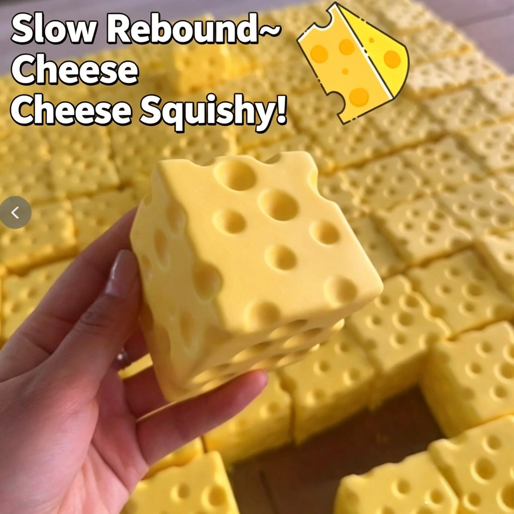 Dark Yellow Cheese Cube Stress Ball Slow Shapeable Squeeze Ball Rebound Sensory Fidget Toys for Kids and Adults Relaxing Gifts
