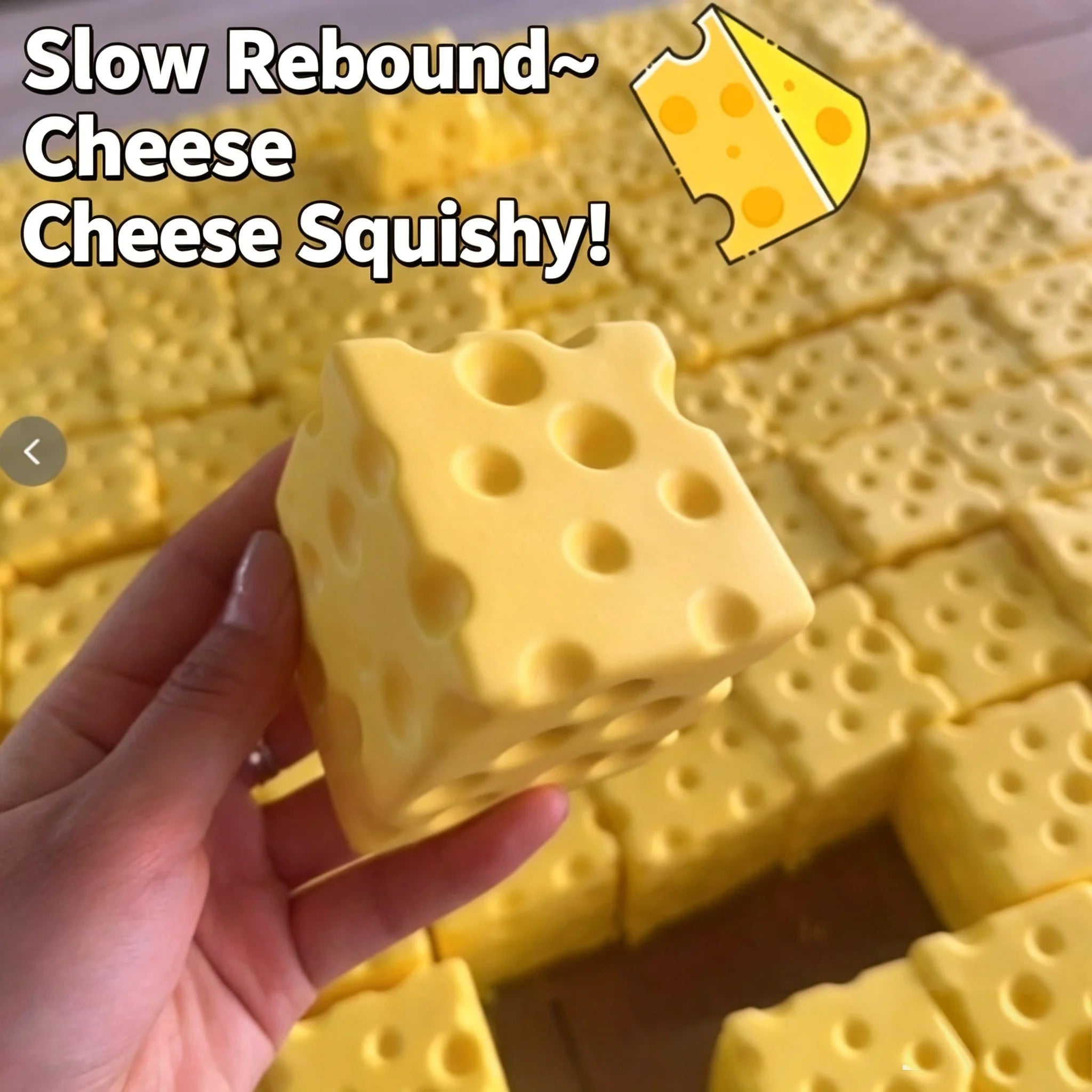 Dark Yellow Cheese Cube Stress Ball Slow Shapeable Squeeze Ball Rebound Sensory Fidget Toys for Kids and Adults Relaxing Gifts