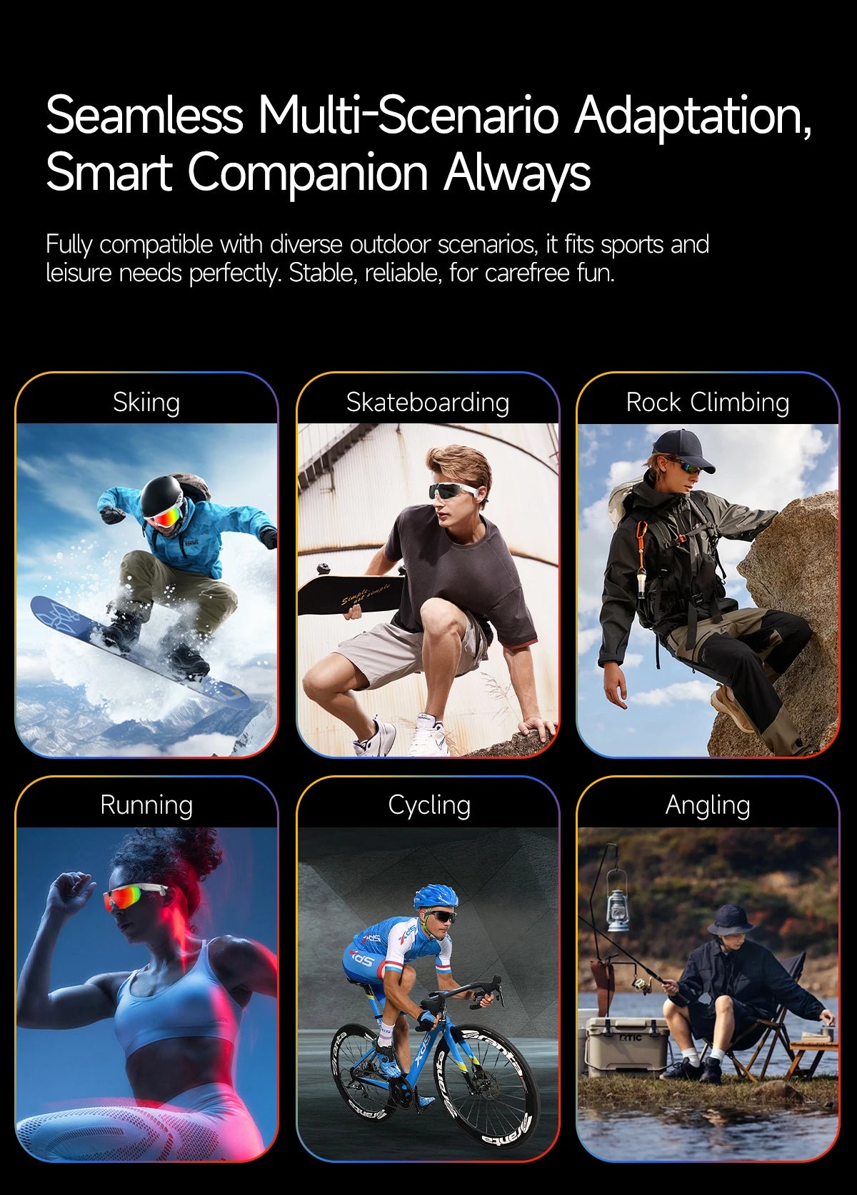 New AI smart glasses for outdoor cycling featuring an 800p camera and a compact, high-definition anti-shake action camera