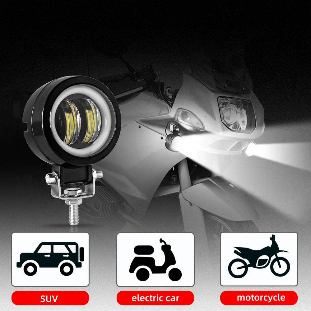 Car 3 Inch Round LED Work Light Spot Light Halo Angel Eye 12V 24V For Trucks ATV SUV Dirt Bike Motorcycles Healdight