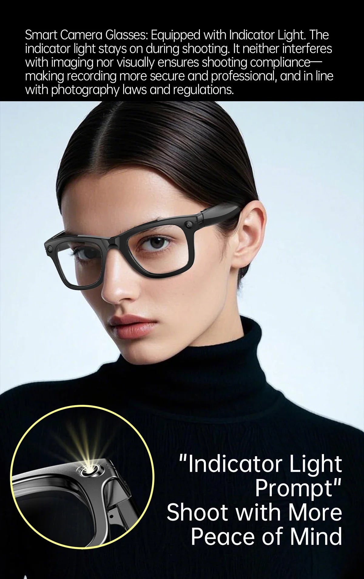 AI Smart Glasses 1080P HD Camera Recording 13MP Lens Real Time Translation GPT Voice Assistant Anti Shake Eyewear Smart Glasses