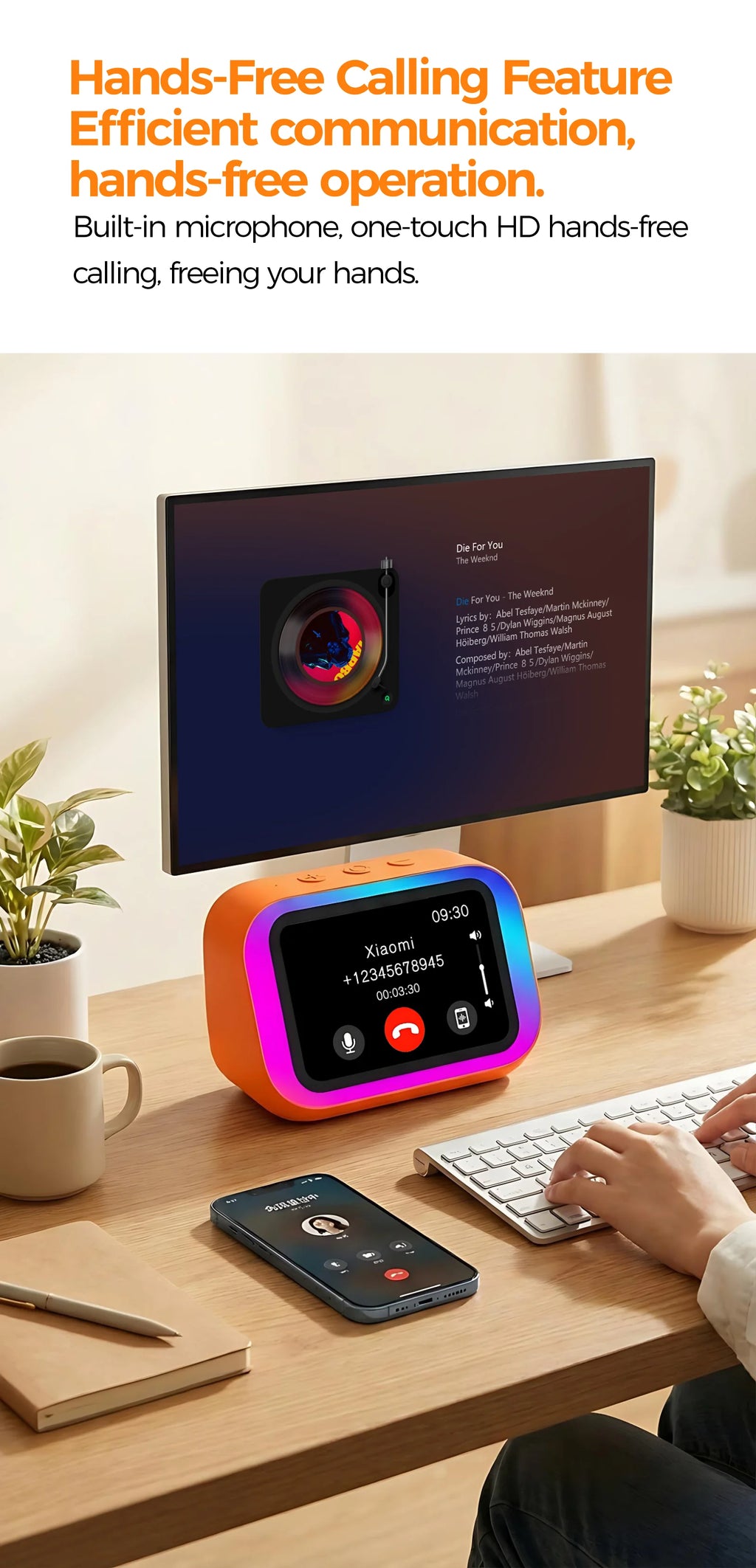 AI Bluetooth Speaker 5.4 AI voice assistant HD Touch Screen Display Electronic Album Alarm Clock Hands-free Calling