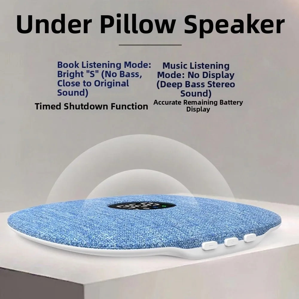 Bluetooth 5.4 Under Pillow Bluetooth Speaker Bone Conduction Sleep Aid Sound Machine LED Display Mini Bedroom Pillow Speaker