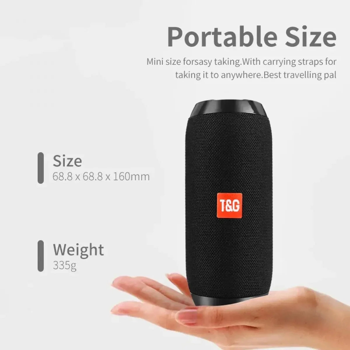 Portable Bluetooth Speaker, Wireless TWS Pairing IPX5Waterproof 1200mAh Battery TF FM Radio with Stereo Bass for Outdoor Use