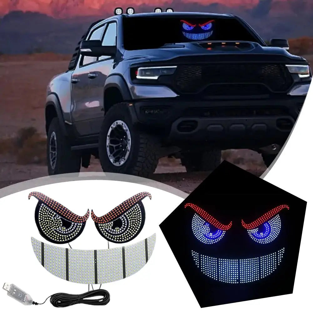 New Car Dynamic Devil's Eye Light LED Rear Windshield Decorative Warning Light With 11 Modes For Auto Modification Accessories