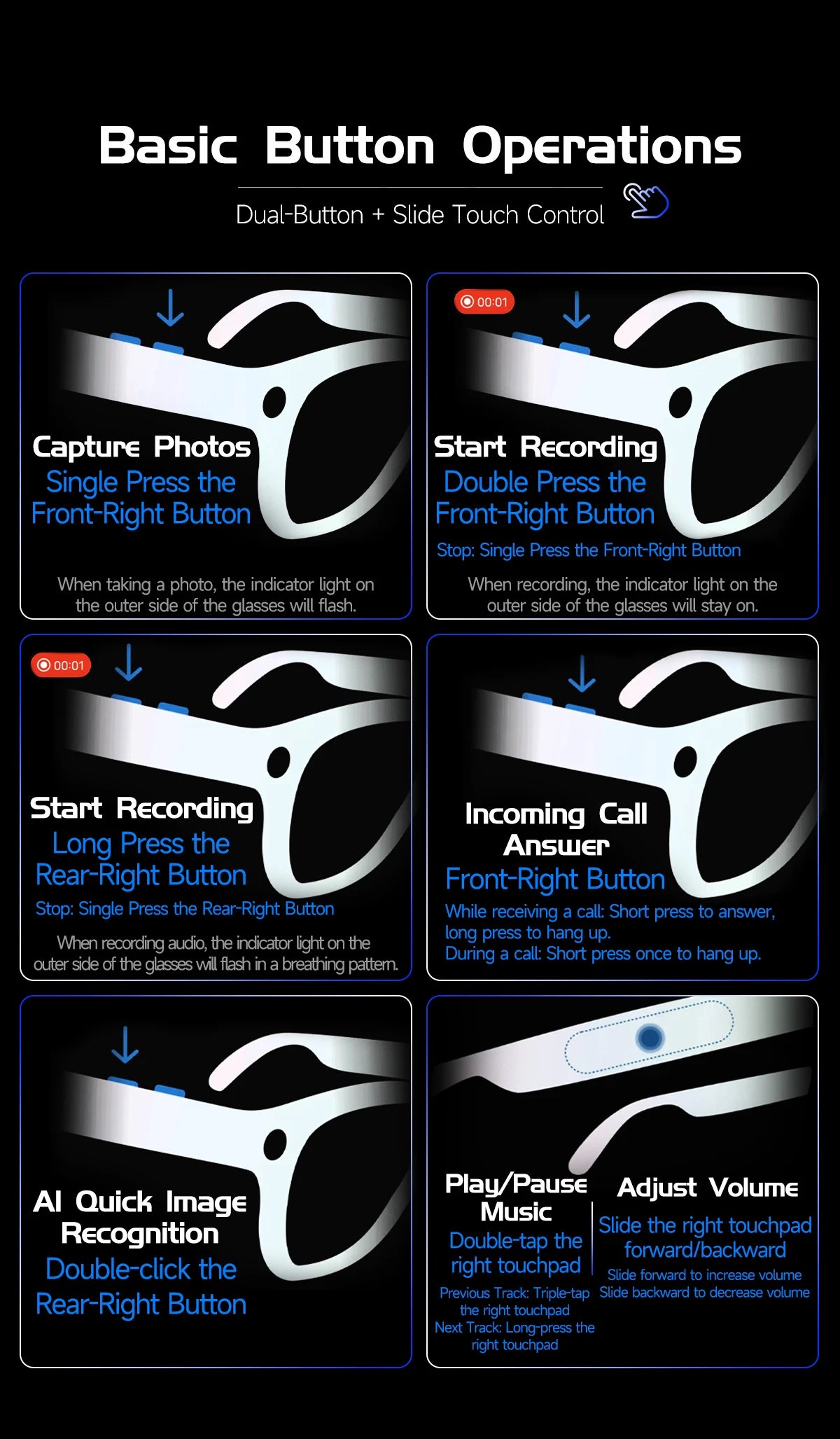 AI Smart Glasses with 800W Pixel Camera Photo Video Recording 120+Language Translation Sunglasses Men Women 2026 New Year's Gift
