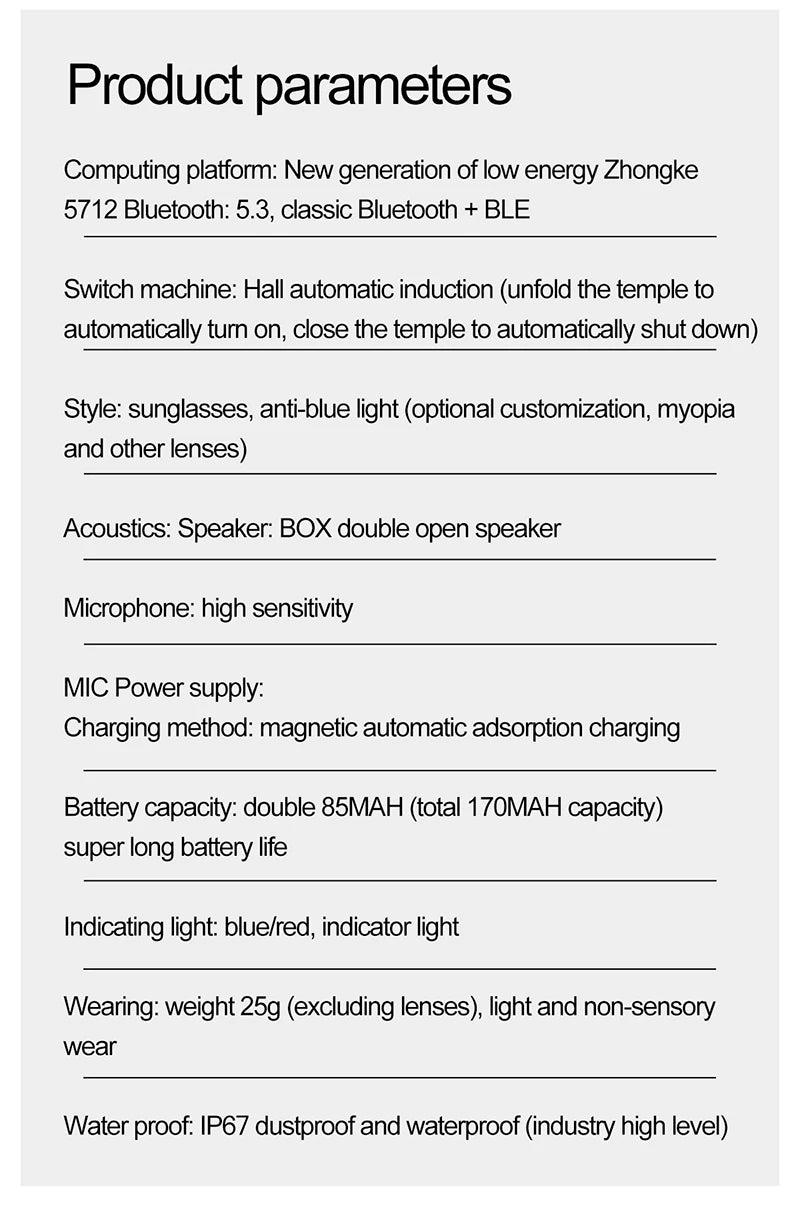 AI Smart Glasses for Men Smart Translation Glasses with Waterproof Call Function BT Smart Sunglas Outdoor Sports Headphones