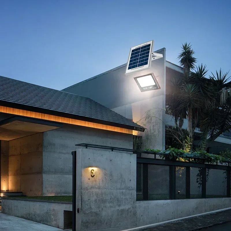 Solar Flood Lights 50-500W Solar Powered Spotlight Outdoor Waterproof IP67 Villa Street Lighting Adjustable Angle Remote Control