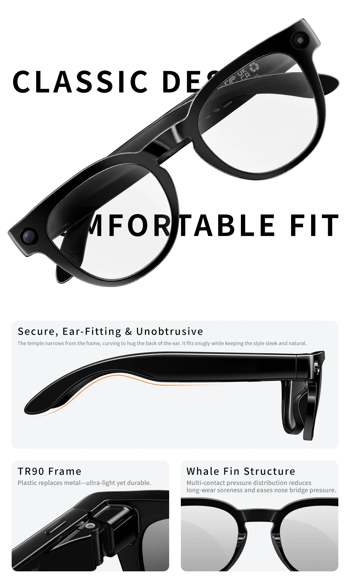2026 New AI Smart Glasses with Video Camera Outdoor Sunglasses Wi-Fi Transfer BT Calling Audio Record Smart Wearable Headset