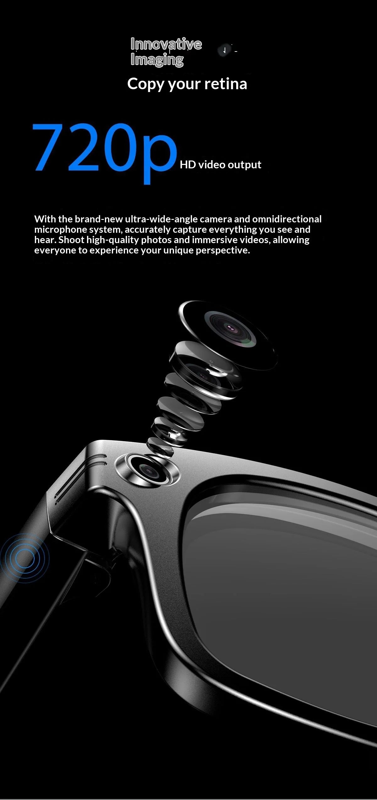2025 AI Smart Glasses - 8MP Camera for First-Person Vlog, Voice Translation, Music & Calls, IP65 Waterproof, Ultra-Light