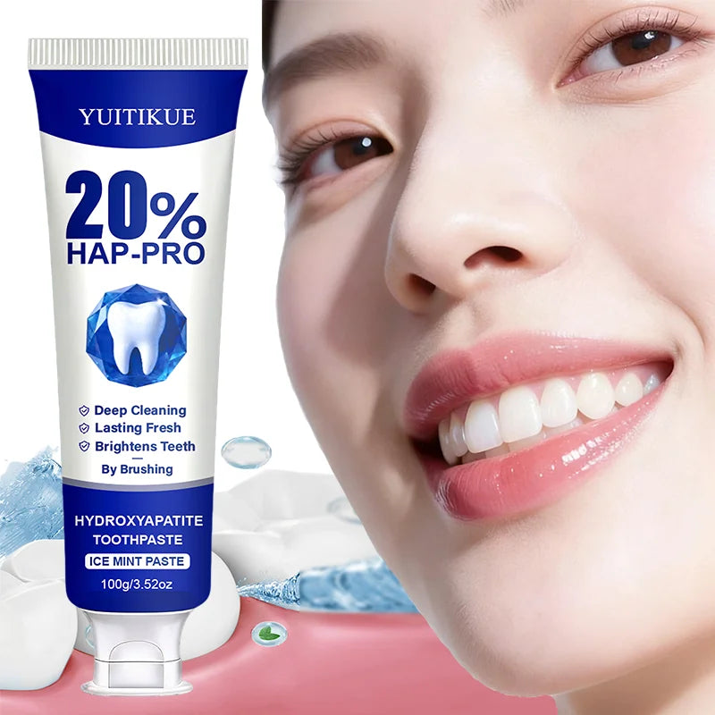 YUITIKUE 100g 20% HAP-PRO Hydroxyapatite Toothpaste, Ice Mint, Deep Cleaning, Brightening & Long-Lasting Fresh Breath Daily Care