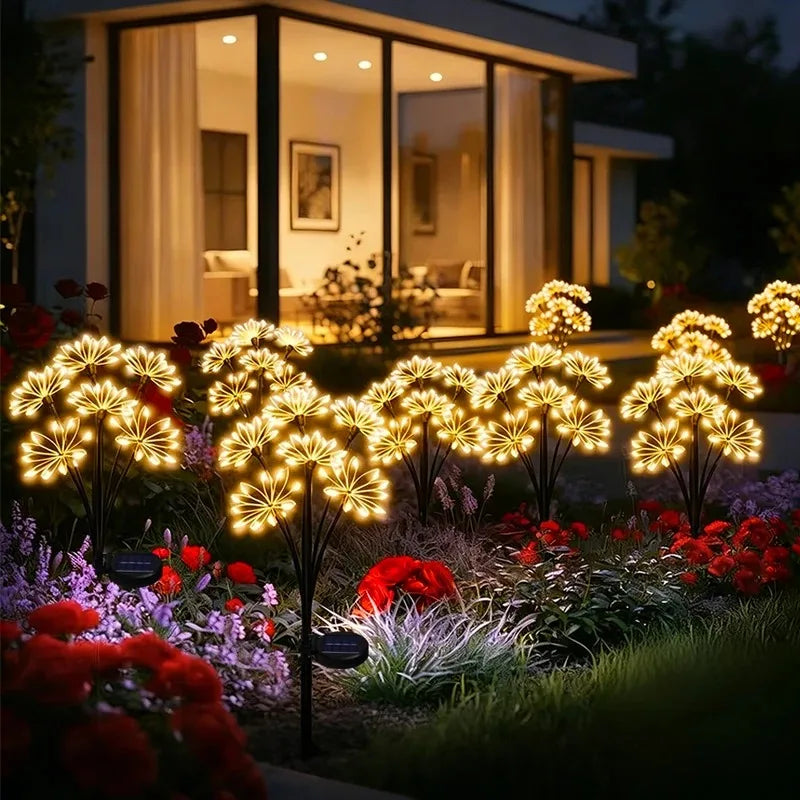 Solar Patio Lamp Solar Firework Sway Lights Outdoor Waterproof Flower Decor Atmosphere for Landscape Garden Yard