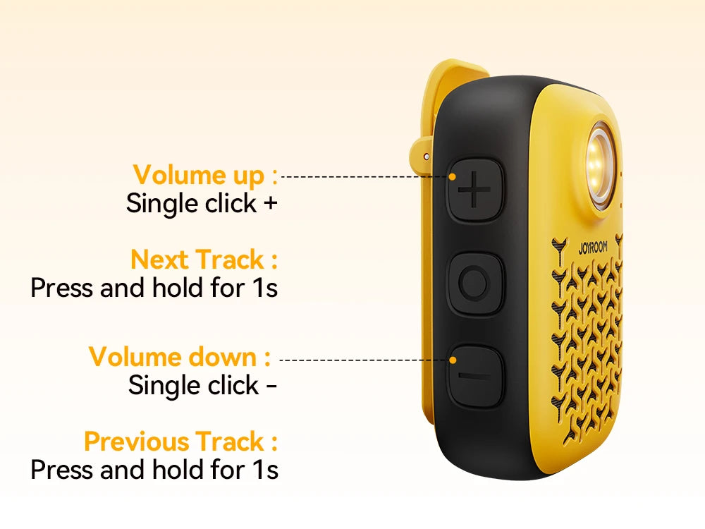 Joyroom Wearable Bluetooth 5.4 Speakers,IP67 Waterproof,Clip-On Portable Small Personal Speaker/Clean Sound/Stereo Pair/Wireless