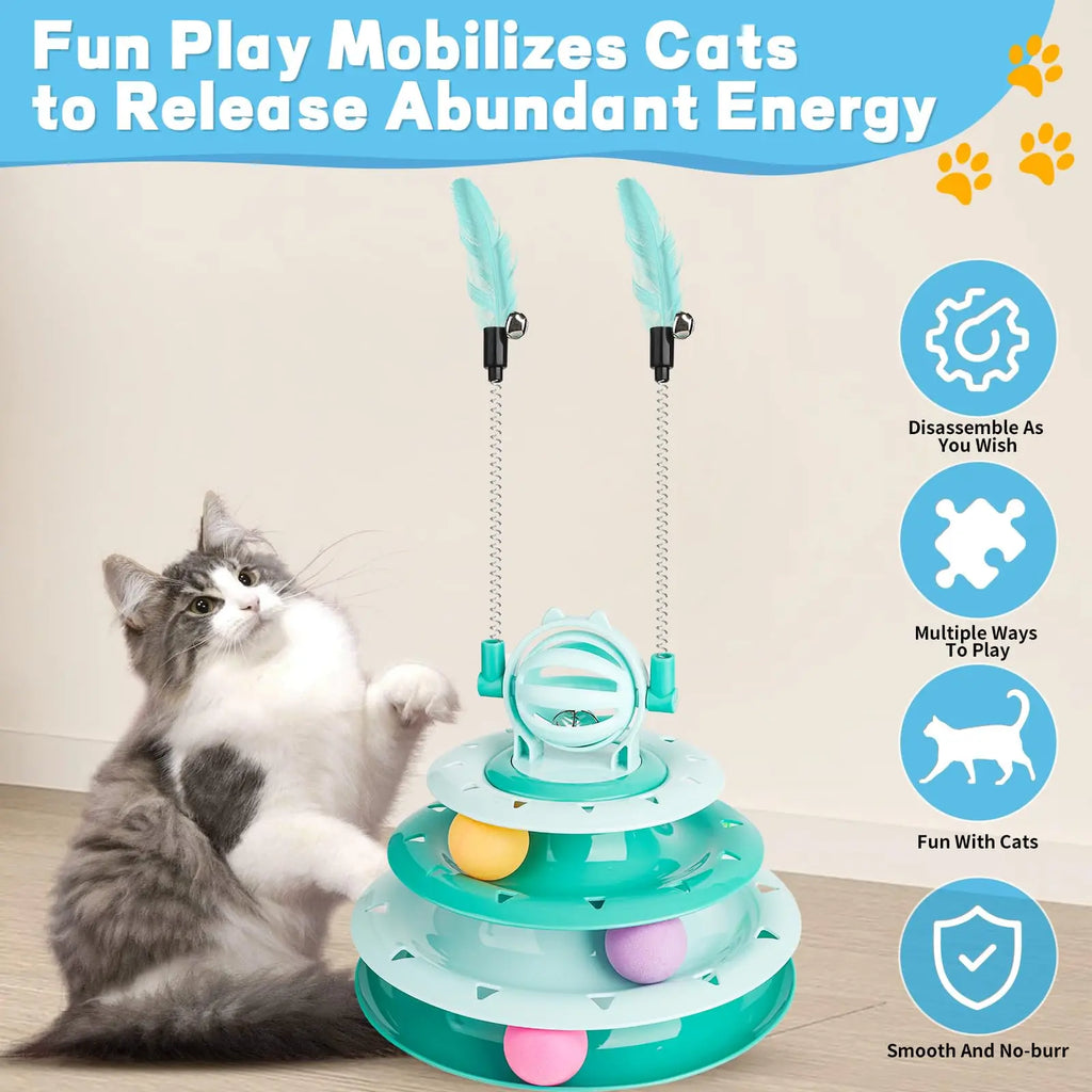 1pcs Indoor Cat Toys, Kitten Interactive Boredom Toys, Puzzle Toys With Ball Turntable Toys, Pet Sound Toys