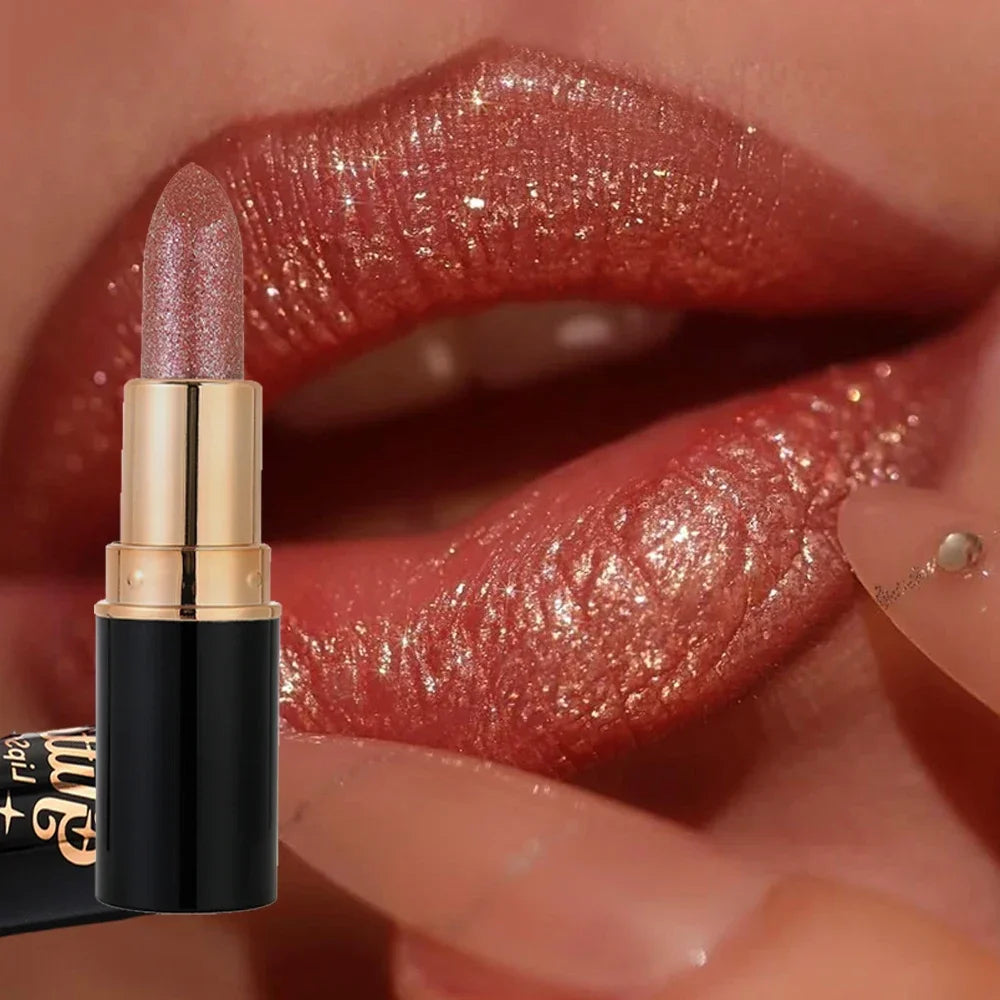 Glitter Metallic Lipstick Waterproof Long Lasting Diamond Pearlescent Lipstick Sexy Lipgloss Moisturizing Lips Makeup